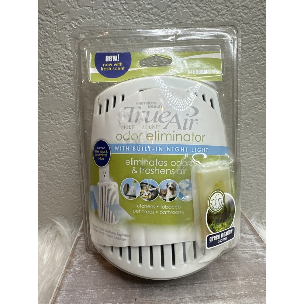 $23 🌙 Hamilton Beach True Air Plug Mount Odor Eliminator Green Meadow NEW